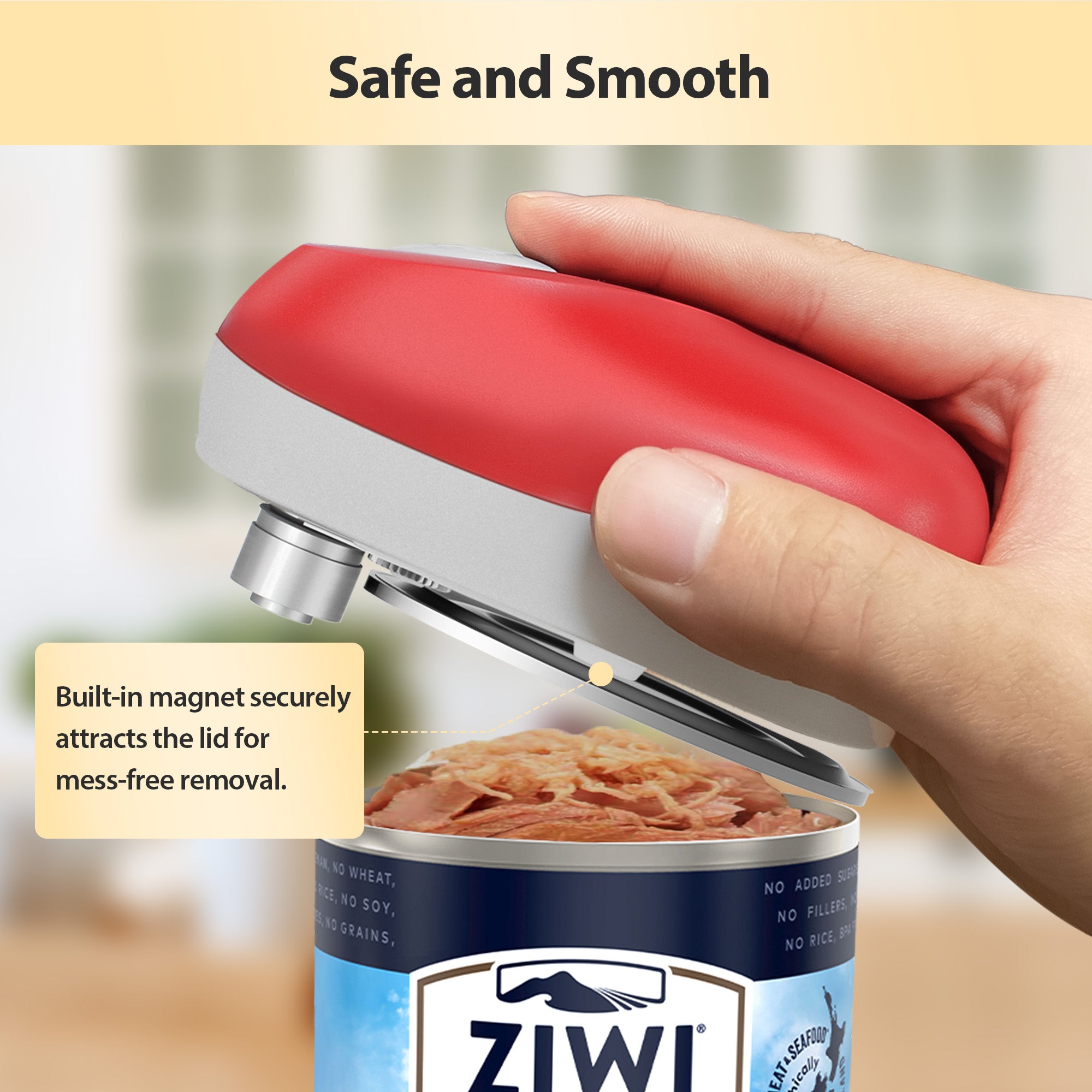 Topzee Electric Can Opener, One-Touch Automatic Battery-Operated Hands-Free Can Opener for Seniors, Red