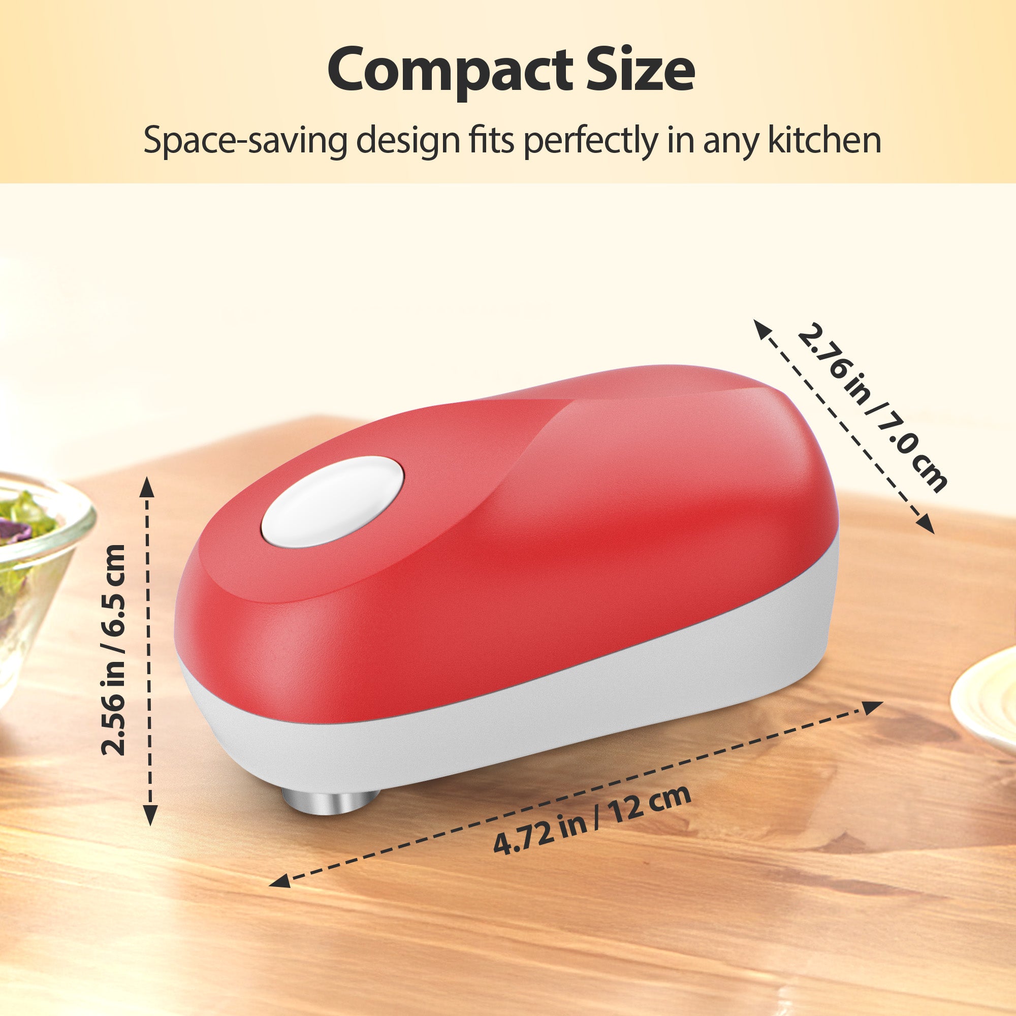 Topzee Electric Can Opener, One-Touch Automatic Battery-Operated Hands-Free Can Opener for Seniors, Red