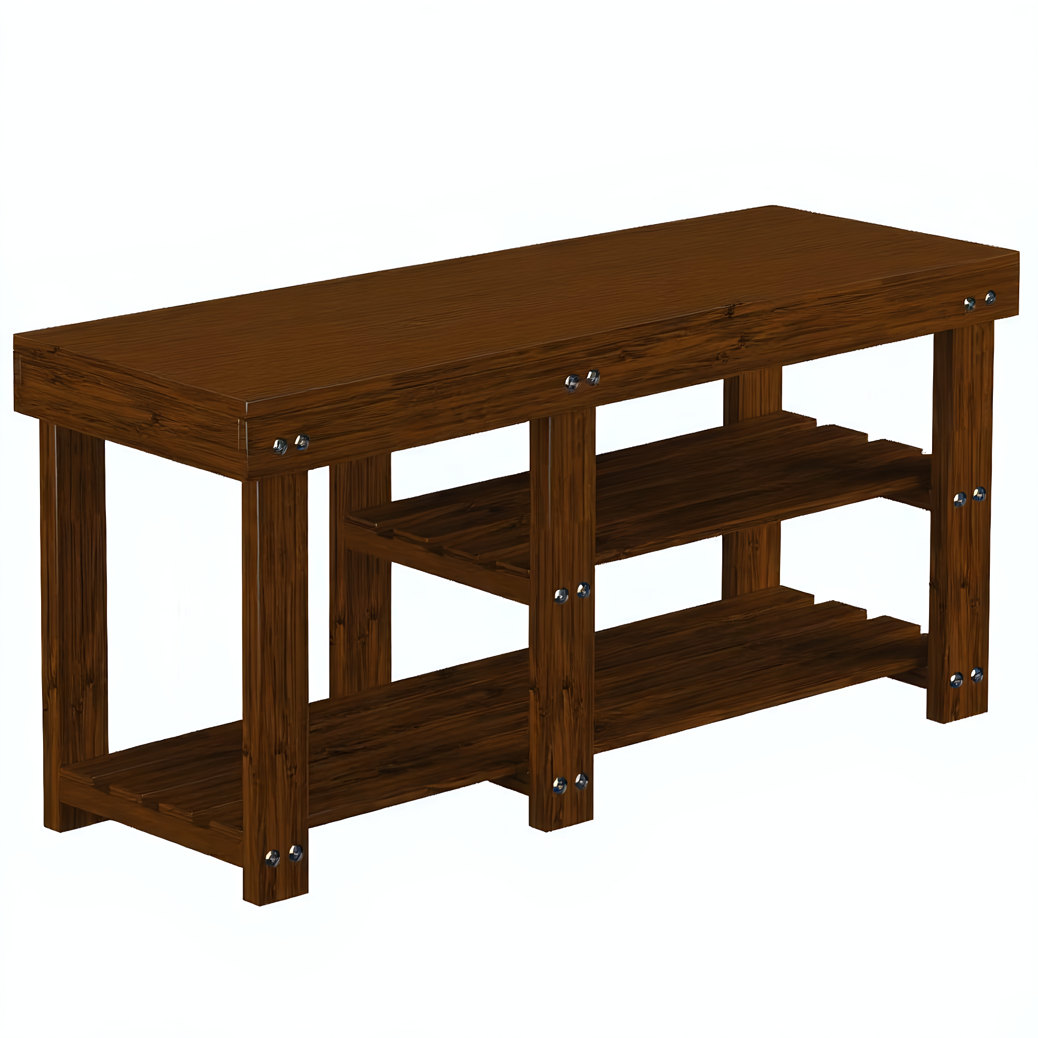 TOPZEE Bamboo Shoe Bench for Entryway, Wood Hallway Shoe Rack Shoe Organizer Shelf with Removable Cushion for Living Room Bedroom, Walnut