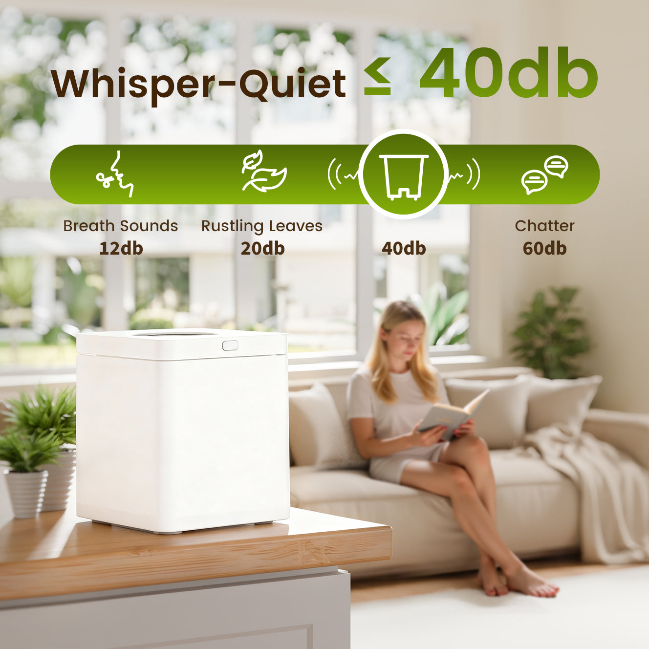 TOPZEE Kitchen Compost Bin Countertop|3L Electric Composter with Non-Stick Coating|Indoor Compost Bin Kitchen Odorless with Carbon Filters|4H Fast Compsting, White